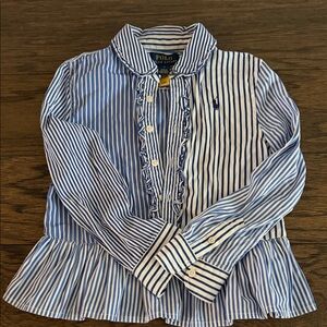 Polo by Ralph Lauren Kids Blue and White Striped Button Down Shirt